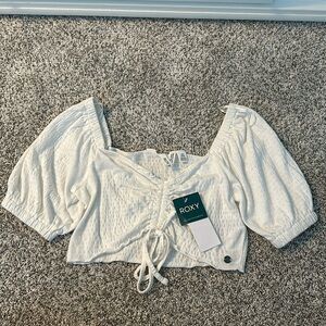 Roxy White Puffy Cropped Top